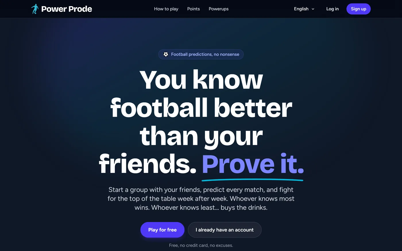 The live PowerProde landing page at powerprode.com